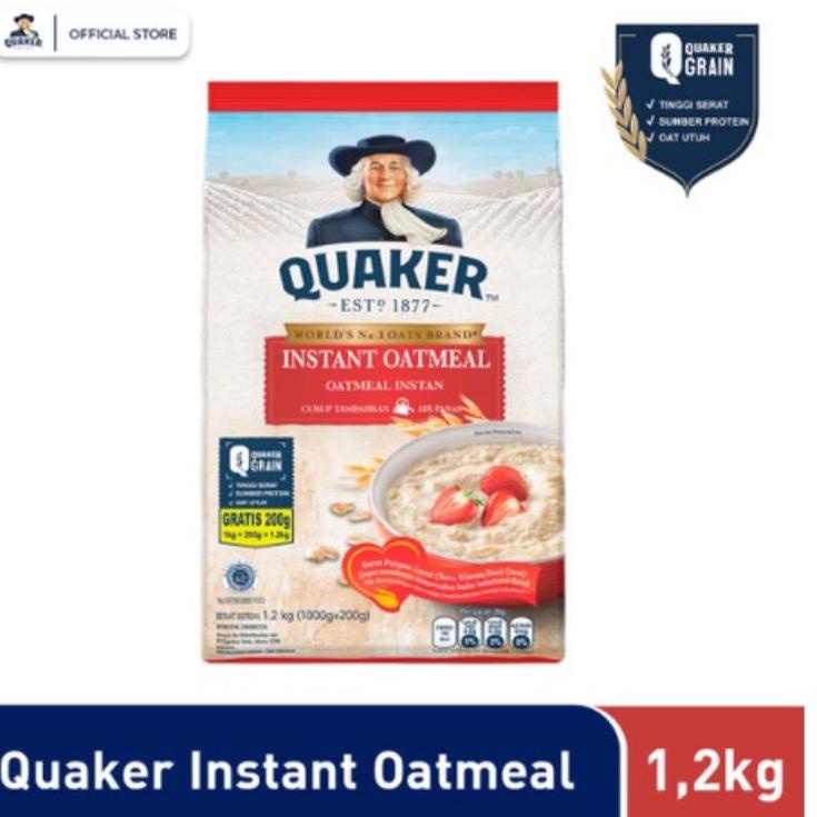 

۞ Quaker Instan Oatmeal 1200gr Merah 1.2 kg Exp 2024 ➳