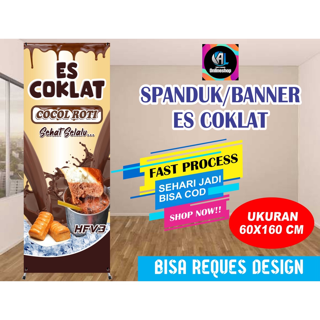 Spanduk Banner Berdiri Es Coklat Cocol Roti