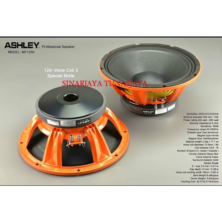 SPEAKER KOMPONEN ASHLEY MF 1230 / ASHLEY MF1230 12INCH