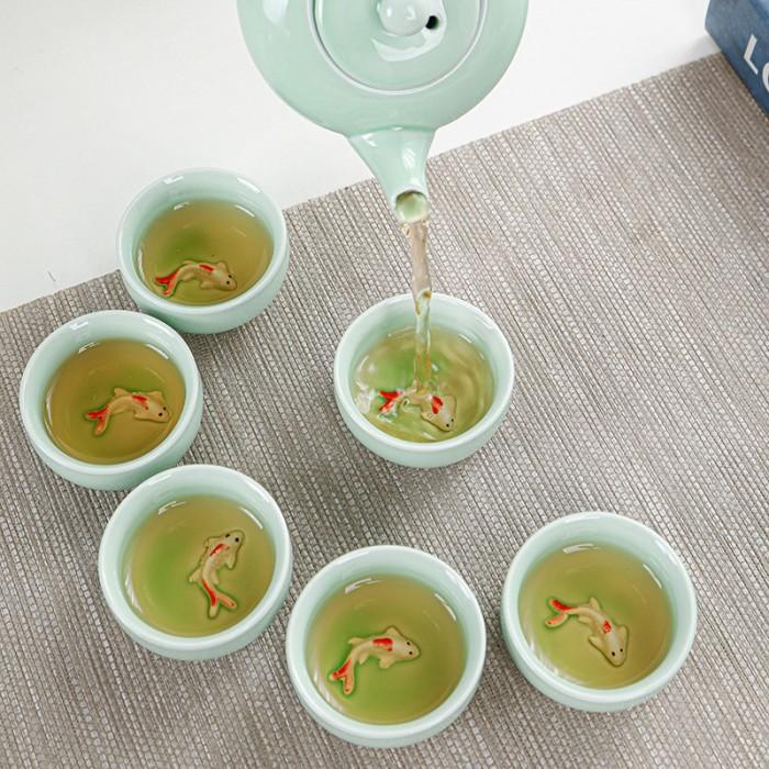 Tea Pot Set Ceramic Chinese Tea Pot Set Teko Set Keramik 6Pcs