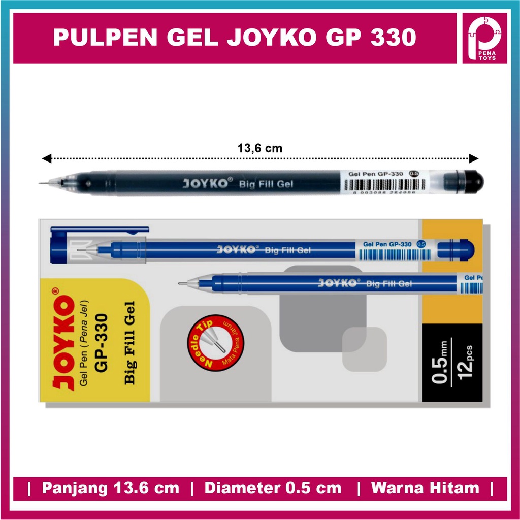 

Pulpen Gel Pen Joyko GP-330 Big fill gel 1 Pack / 12 Pcs