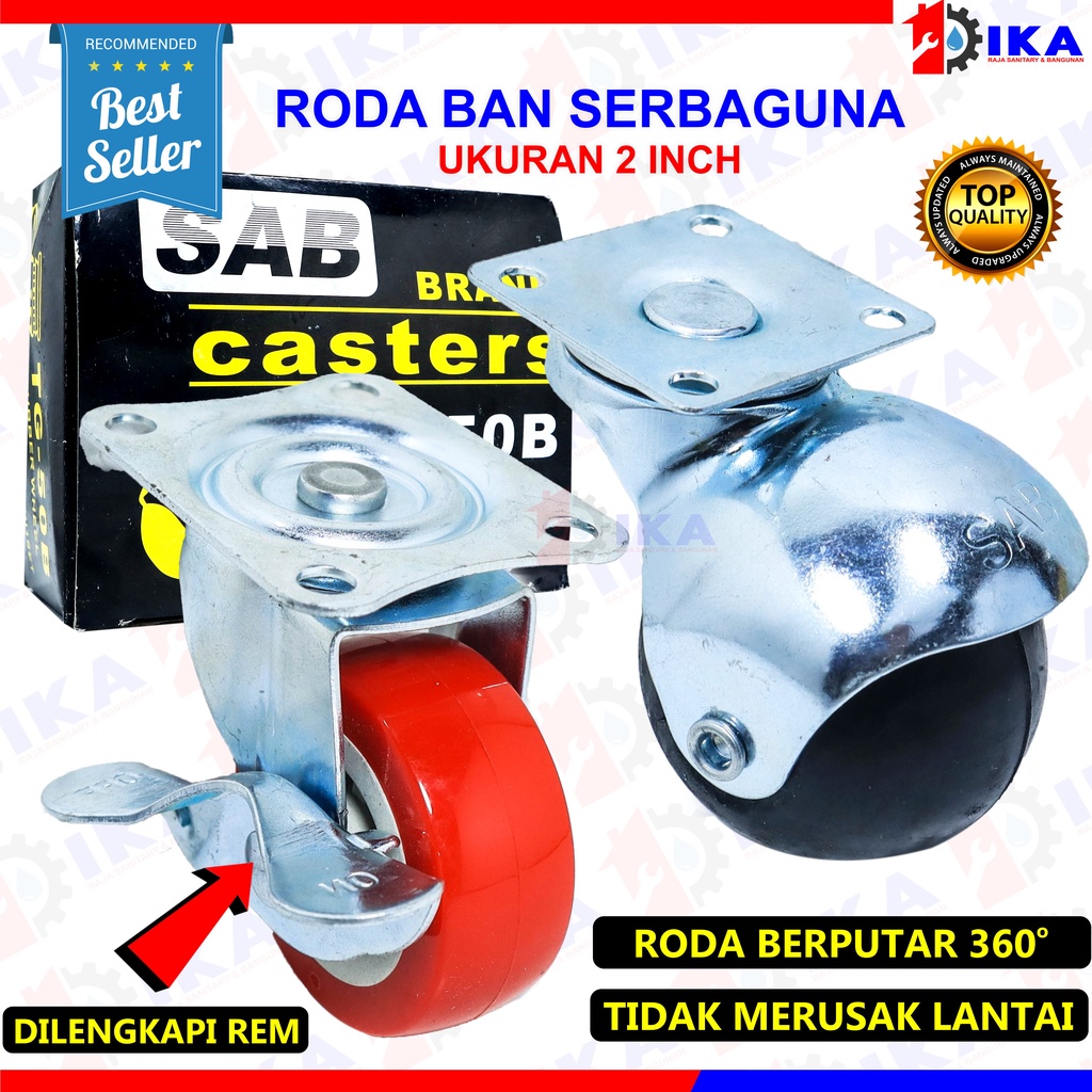 Roda Kastor Plate Pvc Nylon Hidup 2 inch, Caster SKK 2 inch. Troly Troley Etalase (1 pcs)