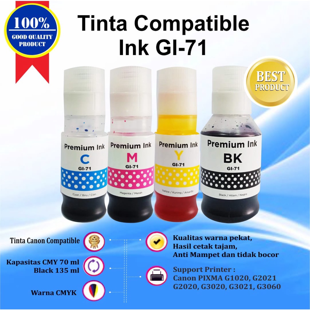 Tinta Canon GI 71 GI71 Premium Untuk Printer G1020 G2020 G2021 G2060