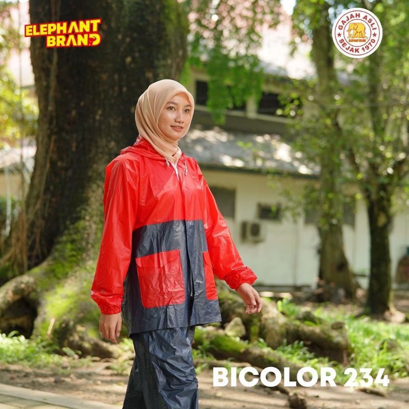 Jas Hujan Pria Wanita Dewasa Setelan Jaket Celana Elephant Brand Bicolour 234 R