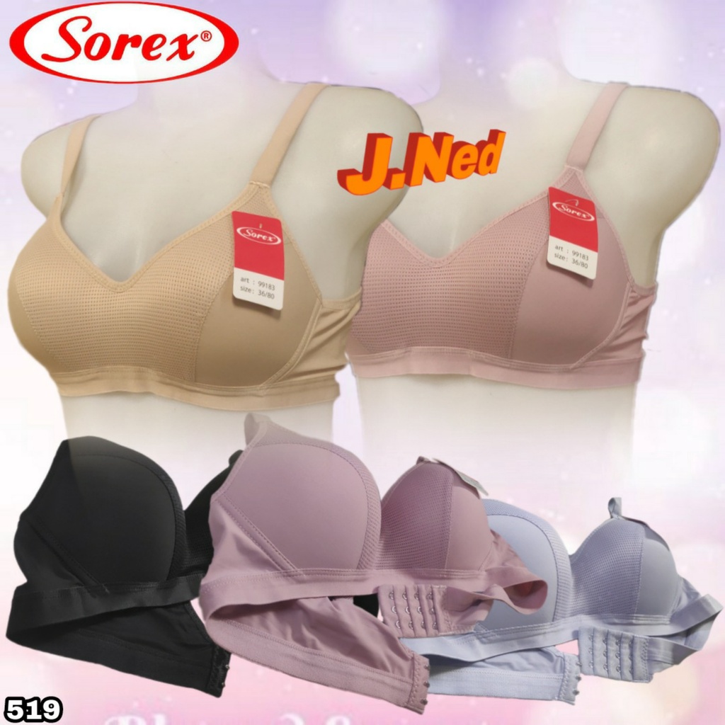 J519 - BRA/BH WANITA SOREX BUSA TIPIS TANPA KAWAT CUP B SIZE 36 - 42