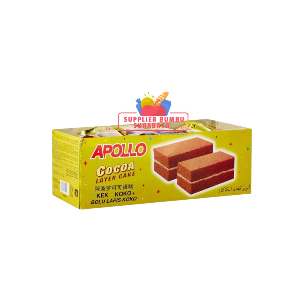 Apollo Layer Cake Kue Bolu Chocolate Strawberry Blueberry Pandan Cocoa Box 24 pcs