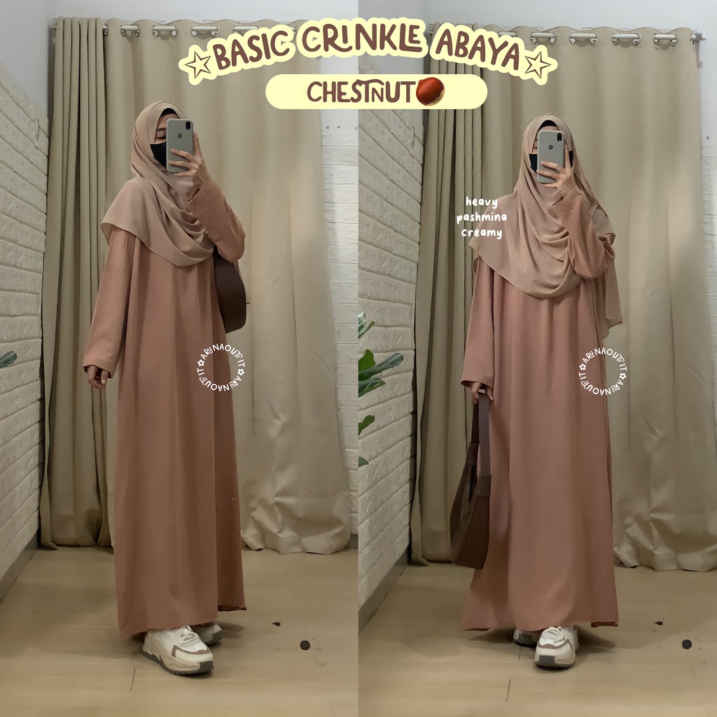 BASIC CRINKLE ABAYA BY ARUNAOUTFIT