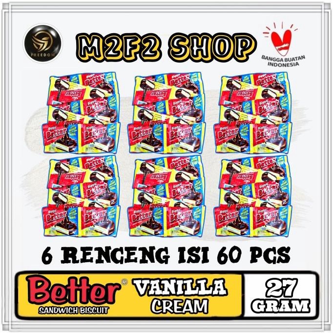 

Bigger Better Biskuit Sandwich Vanilla Cream - 27 gr (Harga 6 Renceng)