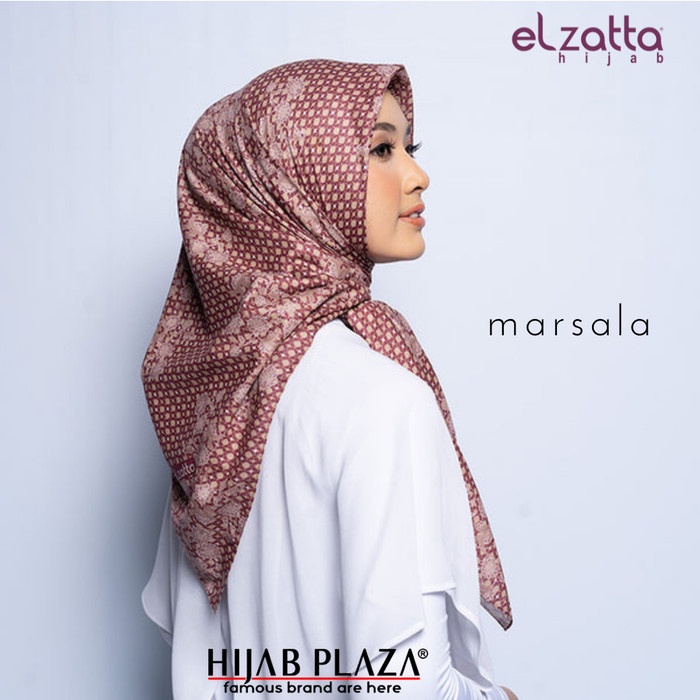 TERMURAH Kerudung HIjab Segi Empat Motif Elzatta Kaila Mailera - Marsala