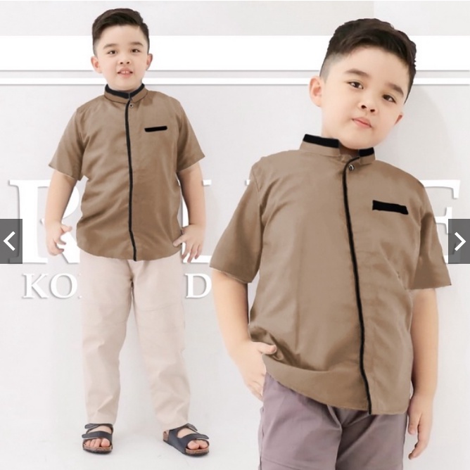 BAJU KOKO REIN RELINE / ATASAN KEMEJA KOKO MUSLIM ANAK COWOK SHAKILA BAJU LEBARAN ANAK LENGAN PENDEK