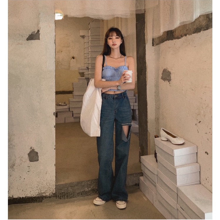 [Premium]Celana Jeans Wanita Sobek Korean Style Highwaist Denim Pants