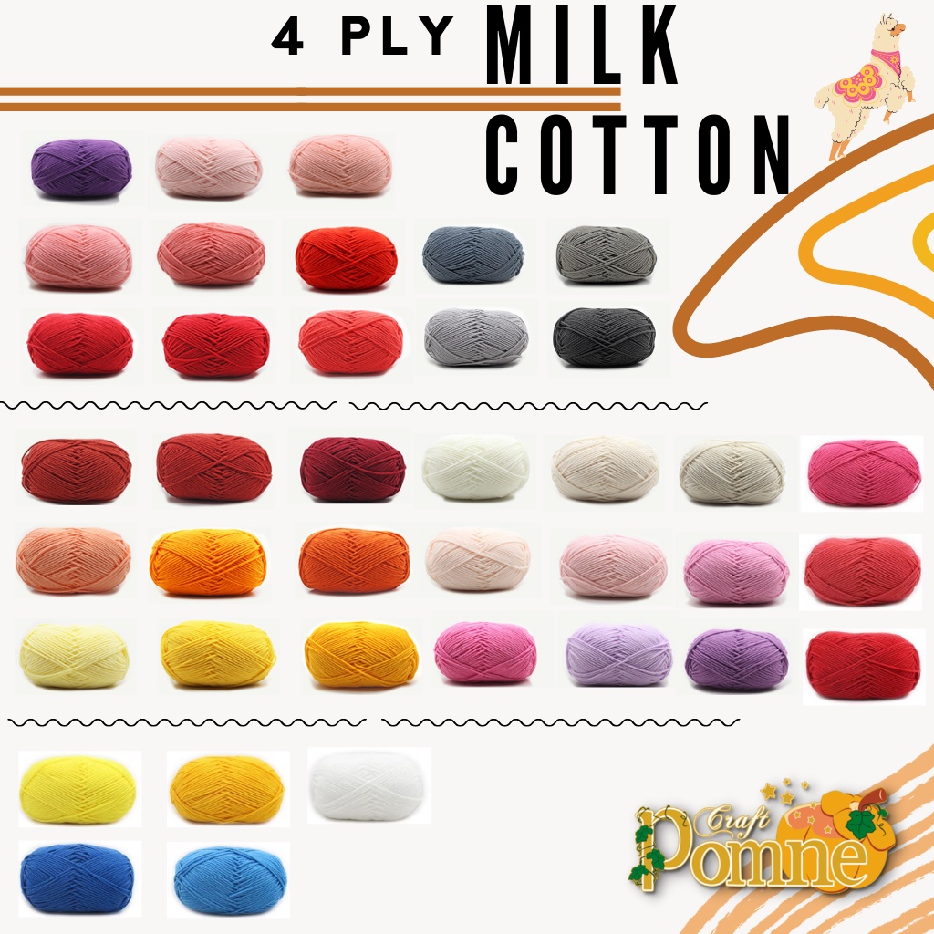 MURAH MERIAH NEW!! (51-78) BENANG RAJUT KATUN SUSU MILK COTTON 4 PLY CHUNKY MERK SAPI MADE IN CHINA PART 2