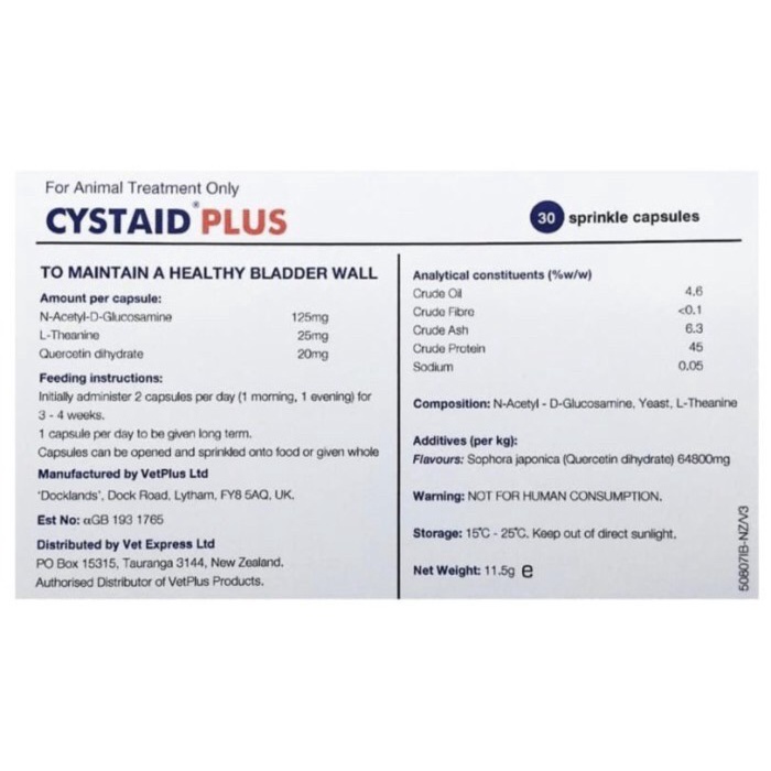 Cystaid Plus Cat Per Kapsul Obat Suplemen Saluran Kandung Kemih Kucing