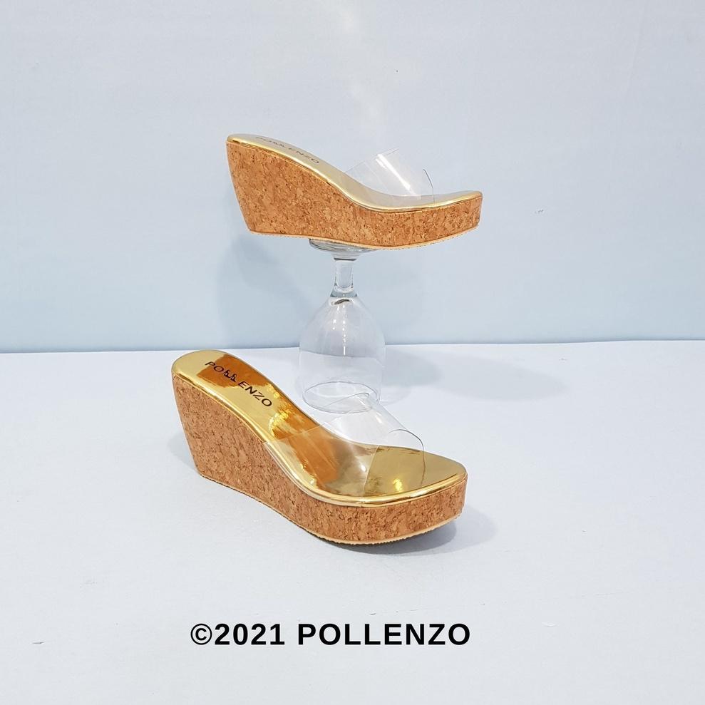 LANGSUNG KIRIM Pollenzo - Crystal Gold Wedges Mika Bening 8Cm Dm-408