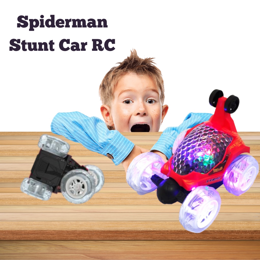 Mainan Mobil Spiderman Bisa Jungkir Balik Berputar 360 Derajat Remote Control Mainan Anak Laki Laki 