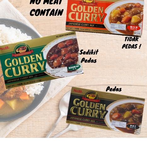 

❂ Golden Curry. Bumbu Masak Dapur Kari Jepang. Curry Jepang. Japanese Instant Halal Mild Medium Extra Hot SB S&B 220gr ➦