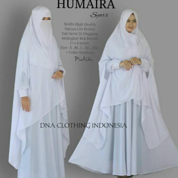 READY STOCK HIJABBSTORY Humaira Syari Putih | 850Gr 104/140 Allsize L Gamis Cadar Wolfis Busui Murah