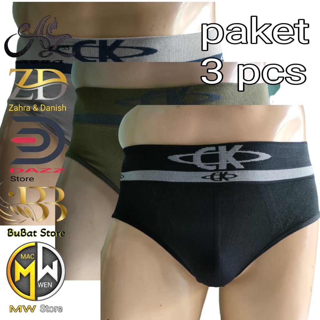 3 Pcs Celana Dalam Pria Merek CK (Cowok Keren) Brief Bahan Rajut