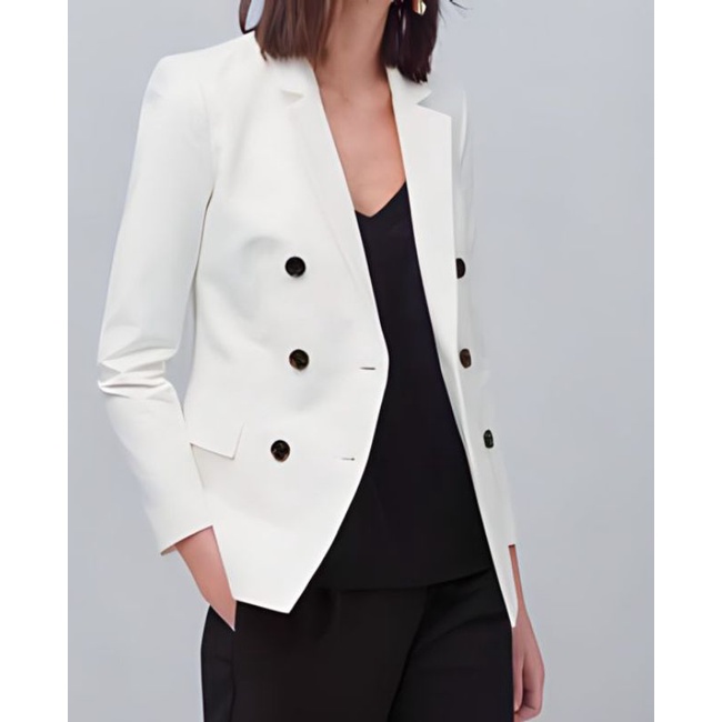 Blazer wanita | jas formal wanita | jas kantor | outfit kantor wanita kekinian (kancing hitam)