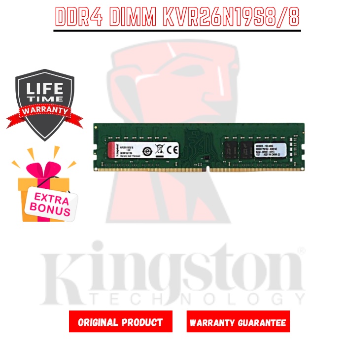 Memory Kingston Value RAM 8GB DDR4 2666MHz DRAM 1x8GB KVR26N19S8/8