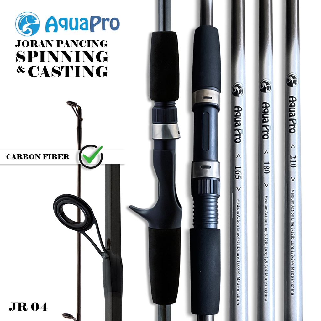Joran Pancing JR04 Spinning &amp; Casting Fishing Rod Luya Warna Gray Silver Medium Kuat Big Strike Bahan Serat Karbon Fishing Pole 2 Section