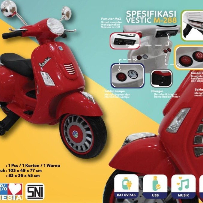 Motor Aki VESPA Vestic M-288 PMB Mainan Anak