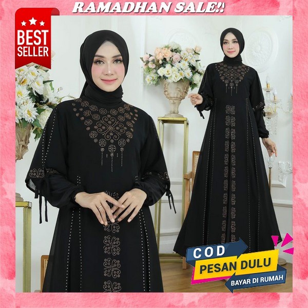 Abaya Turkey Hitam Gamis Arabian Model Terbaru 2023 M L Xl Xxl Abaya Ayesha Bahan Jersey Mix Ceruty 
