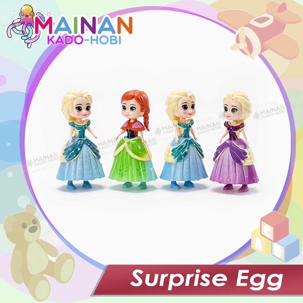 MAINAN EDUKASI ANAK SURPRISE EGG TELUR MOTIF KARAKTER KARTUN FROZEN