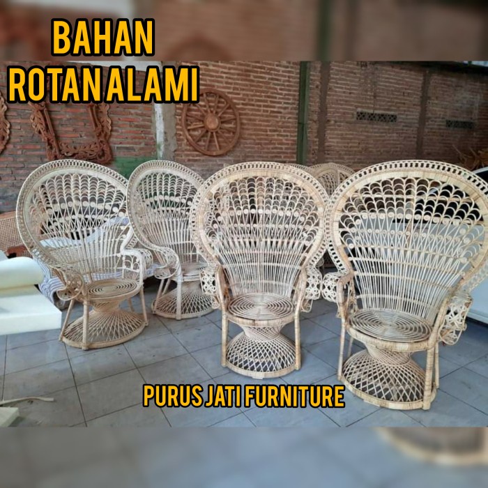 PJ1 Kursi Backdrop Foto Dekorasi Pelaminan Bahan Rotan Alami Harga Murah - BELUM FINISHING, TANPA BU