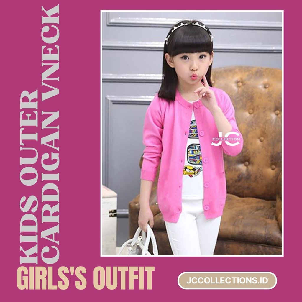 Kardigan Anak Perempuan Leher VNeck Wenny / Teens Cardigan Girl V-Neck - JCCollections