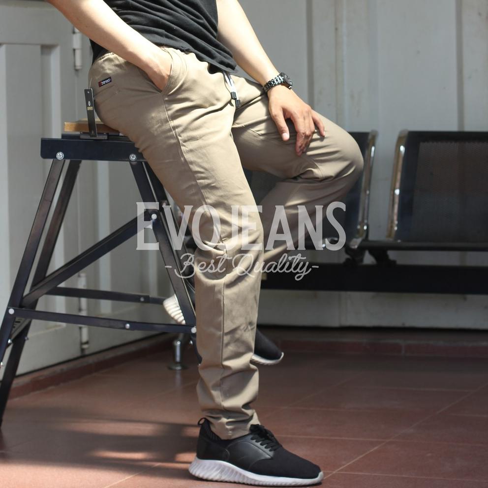 STOK TERBATAS CELANA PANJANG CHINO PANTS PINGGANG KARET // EVO JEANS