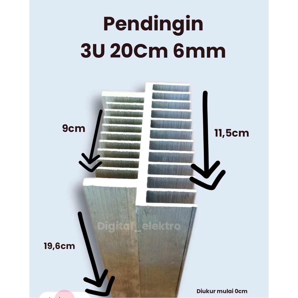 Pendingin Heatsink 3U 20CM Tebal 6mm