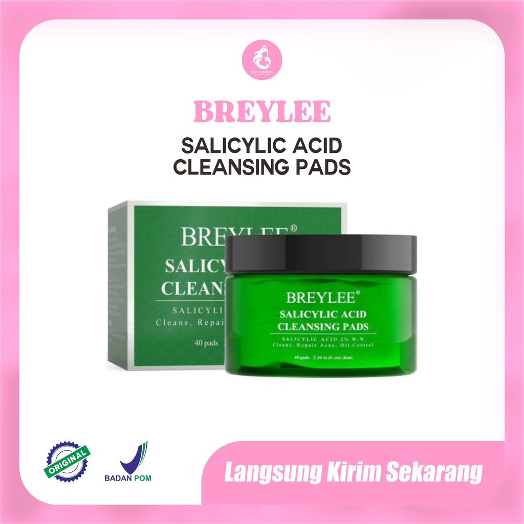 BREYLEE Tea Tree Salicylic Acid Cleaning Pads - Cleanser Pad Breylee Menghilangkan Jerawat &amp; Membersihkan Pori Wajah (40 Pads)