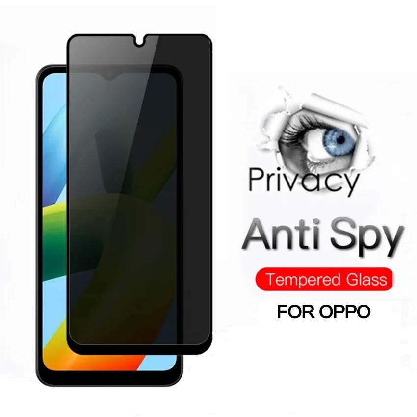 Tempered Glass Privacy Anti Spy Kaca For Oppo A5 2020 A9 2020 A3s A1k A15 A5s A7 A12 A16 A31 A52 A92 A53 A54 4G A55 4G A74 4G A74 5G A76 A95 4G F11 F11 Pro F7 F9 Reno 2F Reno 4 Reno 4F Reno 5 Reno 5F Reno 6 4G