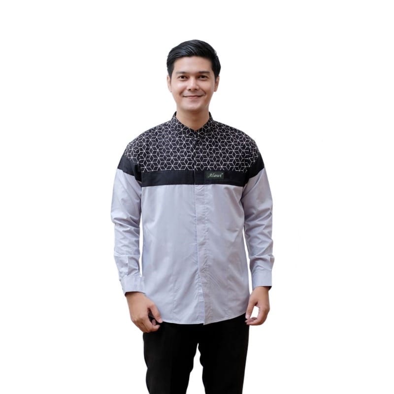 Baju Koko Senopati Kombinasi Batik Lengan Panjang Bahan Katun  Koko Terbaru