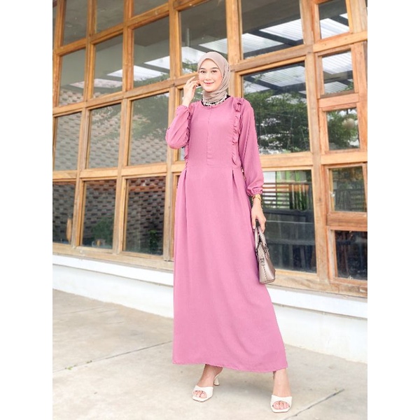 Irina Gamis Cantik Dress Simpel Polos Cringkle