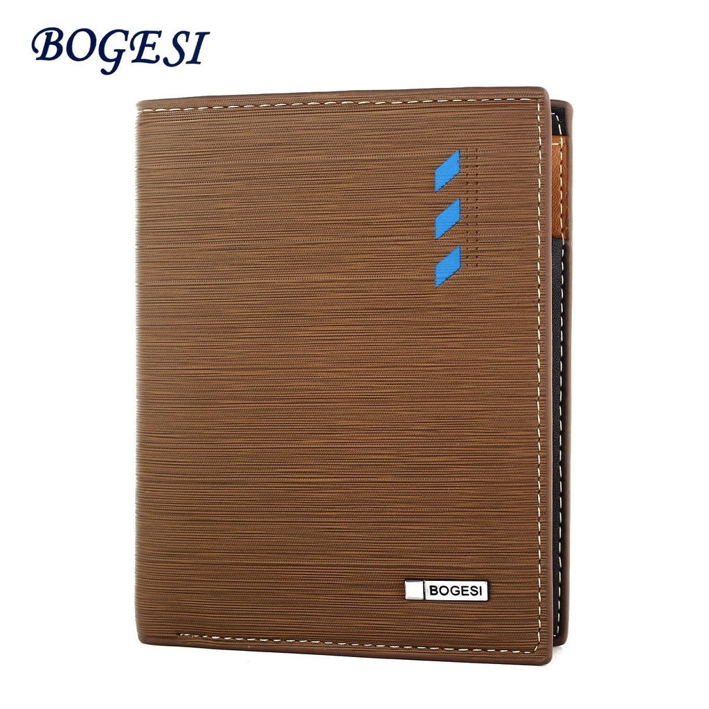 TOKOKOE - Dompet Pria model Tidur bahan Kulit Premium Dompet Lipat - BOGESI BG1 Brown