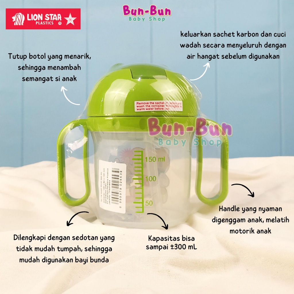 LION STAR Training Cup 150ml Pegangan Gelas Mug Sedotan BPA FREE 6+ Month Botol Minum Balita With Handle Anti Pecah Perlengkapan Bayi Baru Lahir Peralatan Makan MPASI Anak Baby Newborn Unisex Bunbunbabyshop