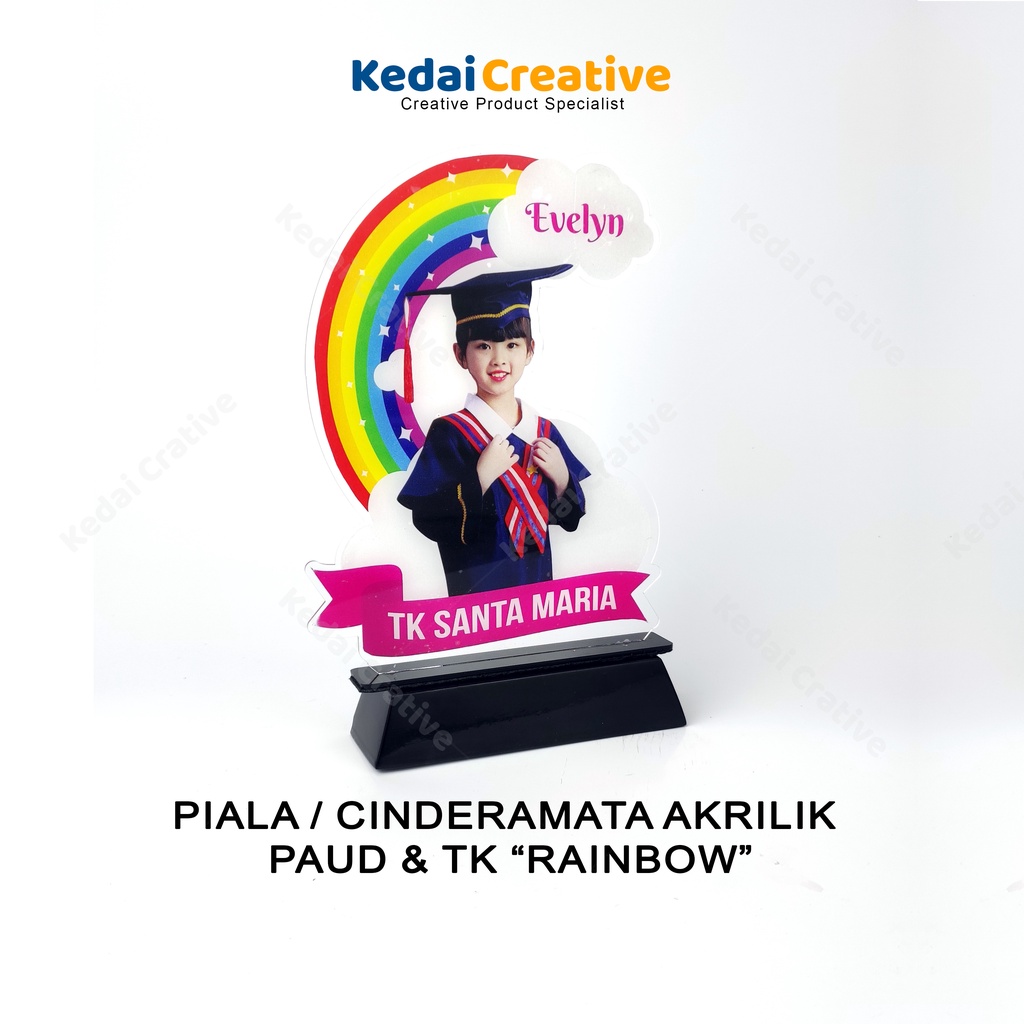 Kedaicreative Piala Plakat Cinderamata Gift Wisuda Akrilik Anak TAPOS / PAUD / TK - RAINBOW