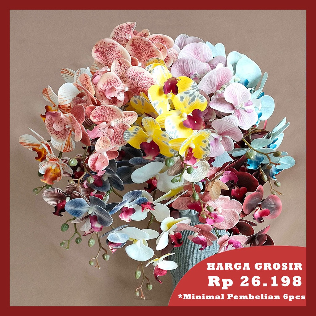 Artificial Flower Real Touch Autumn Orchid Bunga Anggrek Latex Tebal Dekorasi Buker Pajangan Rumah Kamar Pesta