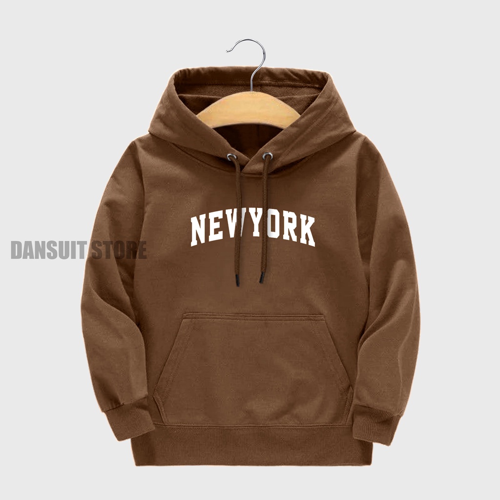 Sweater Hoodie Anak Laki-laki/Perempuan Usia 4-13 Tahun Hoodie Anak Motif Sablon NEW YORK Bahan Tebal Premium