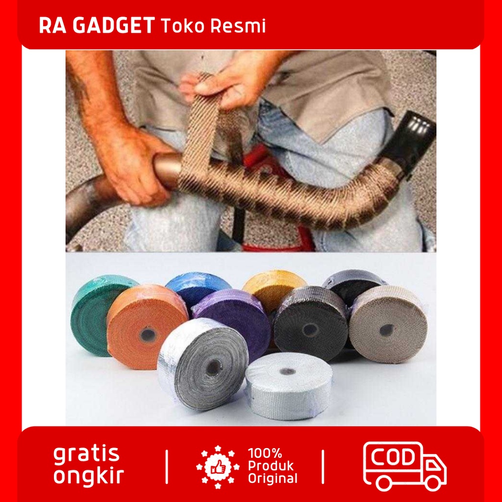Exhaust Wrap Wrapping Lakban Peredam Panas Knalpot 10 M / Kain Lakban Pembungkus Bungkus Pembalut Pe
