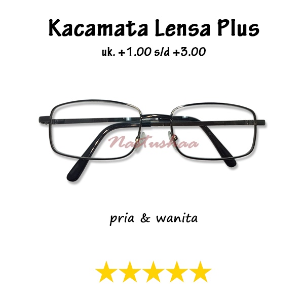 Kacamata Plus [+] Uk. +1.00 s.d +3.00 Bingkai Besi Hitam Kacamata Untuk Pria dan Wanita Rabun Dekat Reading Glasses NOCASE