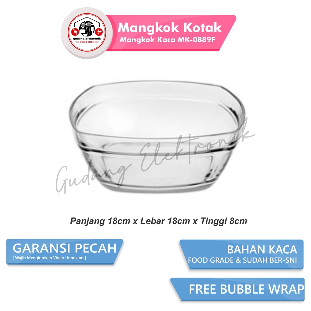 Mangkok Kaca Firna 8inch Kotak MK-0889F