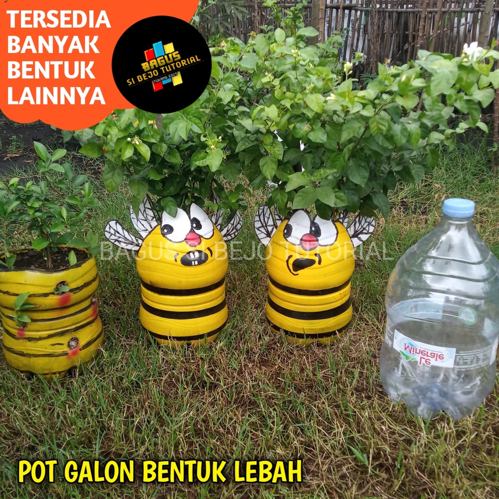 POT GALON BEKAS LEMINERALE KERAJINAN TANGAN BENTUK LEBAH II PRAKARYA DARI BARANG BEKAS