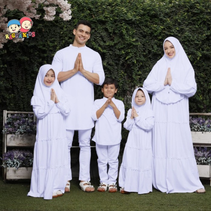 BAJU SARIMBIT MUSLIM PUTIH RAGGAKIDS BAJU COUPLE KELUARGA PILIH SIZE