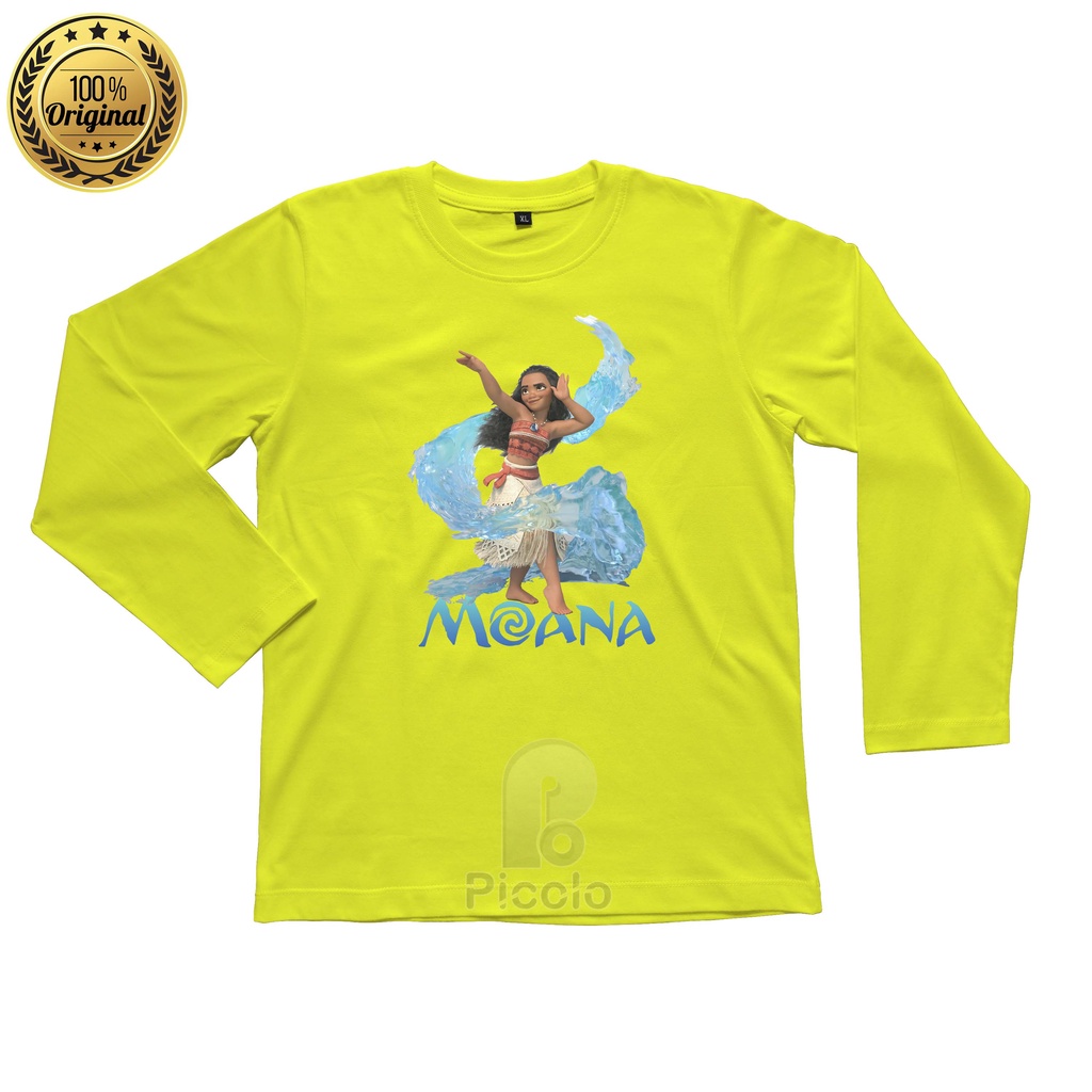 (FREE NAMA) BAJU KAOS ATASAN LENGAN PANJANG ANAK MOTIF KARAKTER DISNEY MOANA