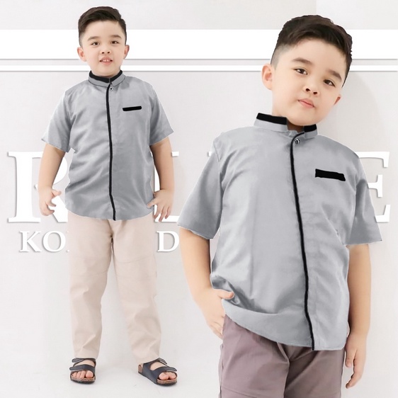 BAJU KOKO REIN RELINE / ATASAN KEMEJA KOKO MUSLIM ANAK COWOK SHAKILA BAJU LEBARAN ANAK LENGAN PENDEK