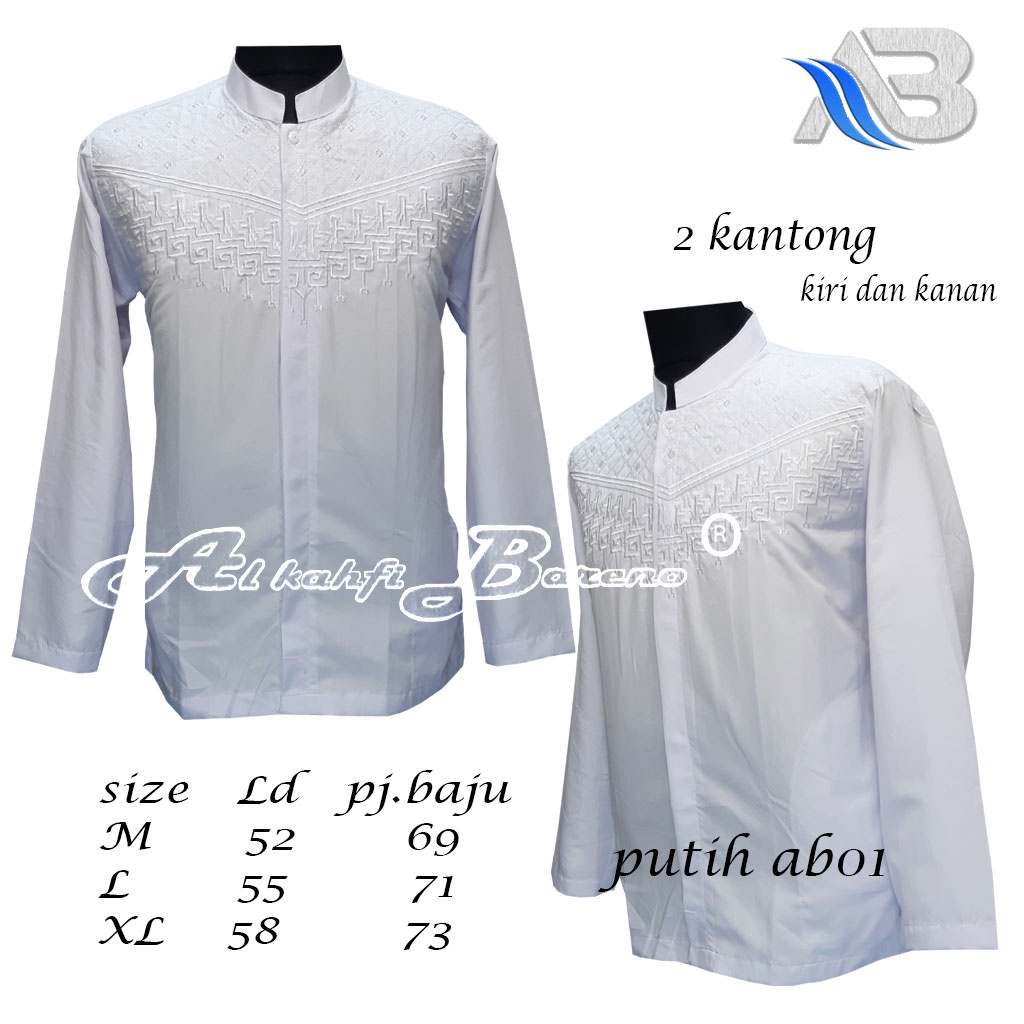 Baju Koko Baju Koko Pria Dewasa Terbaru Lengan Panjang Al qadr/ AB Al kahfi Bareno Katun COD(X4S6) b