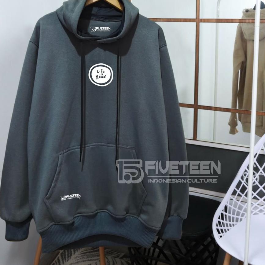 ✨MEN SALE✨ jaket distro original brand 15fifteen15 warna abu paralon list sablon life is good hoodie